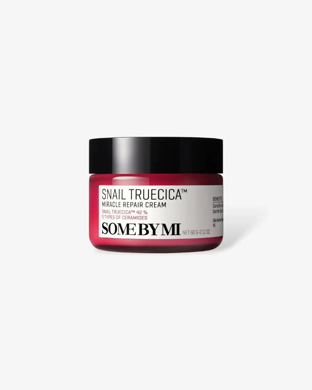 Some By Mi Snail Truecica Miracle Repair Cream 60g jar with black lid on white background