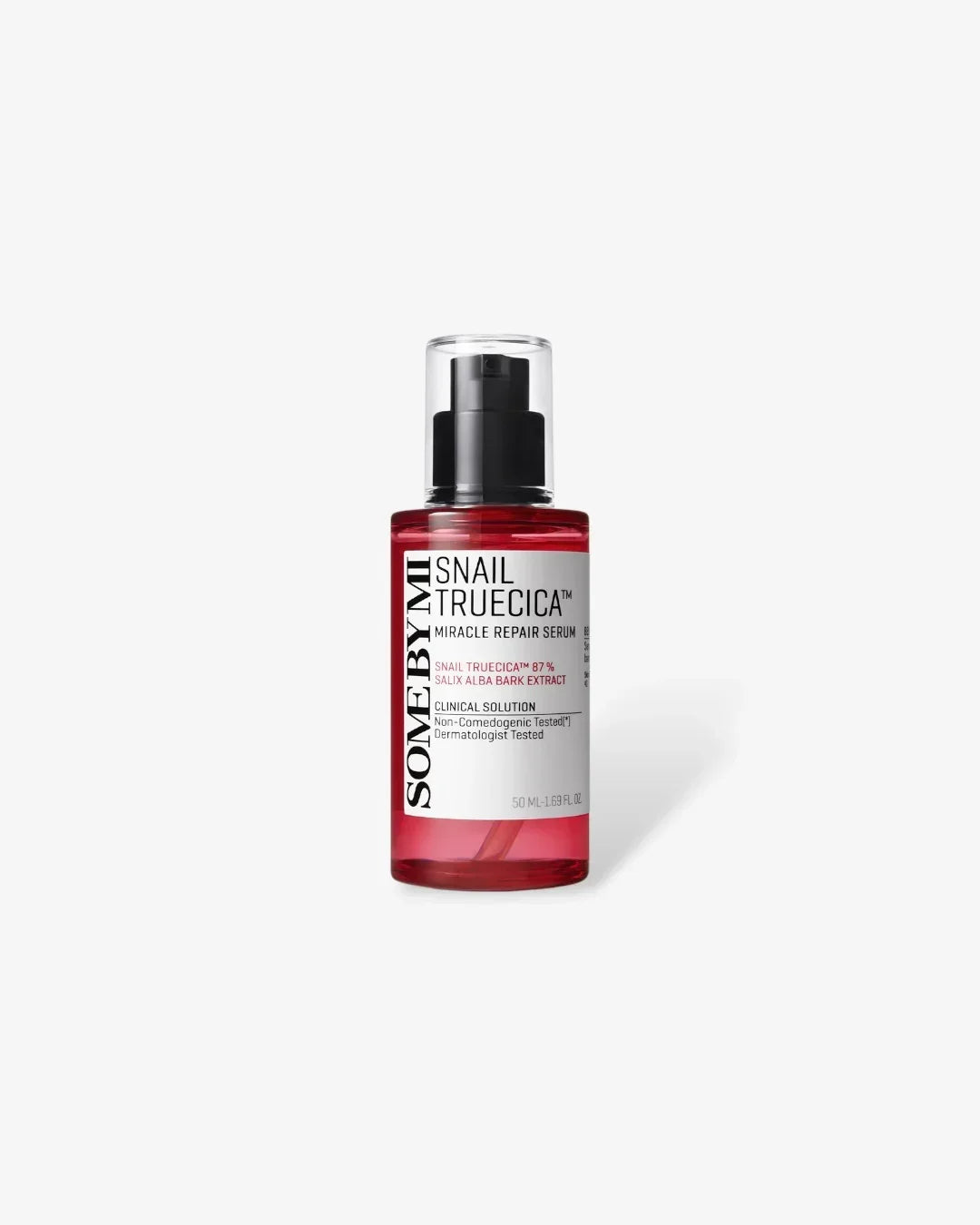 Some By Mi Snail Truecica Miracle Repair Serum 50ml bottle with pump on white background
