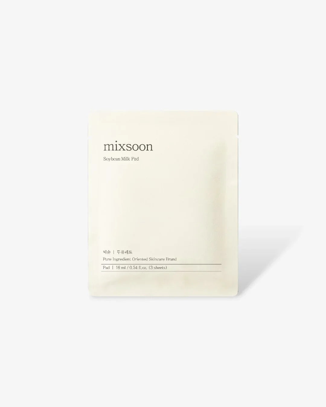 Mixsoon Soybean Milk Pad skincare product in minimal beige packaging with black text