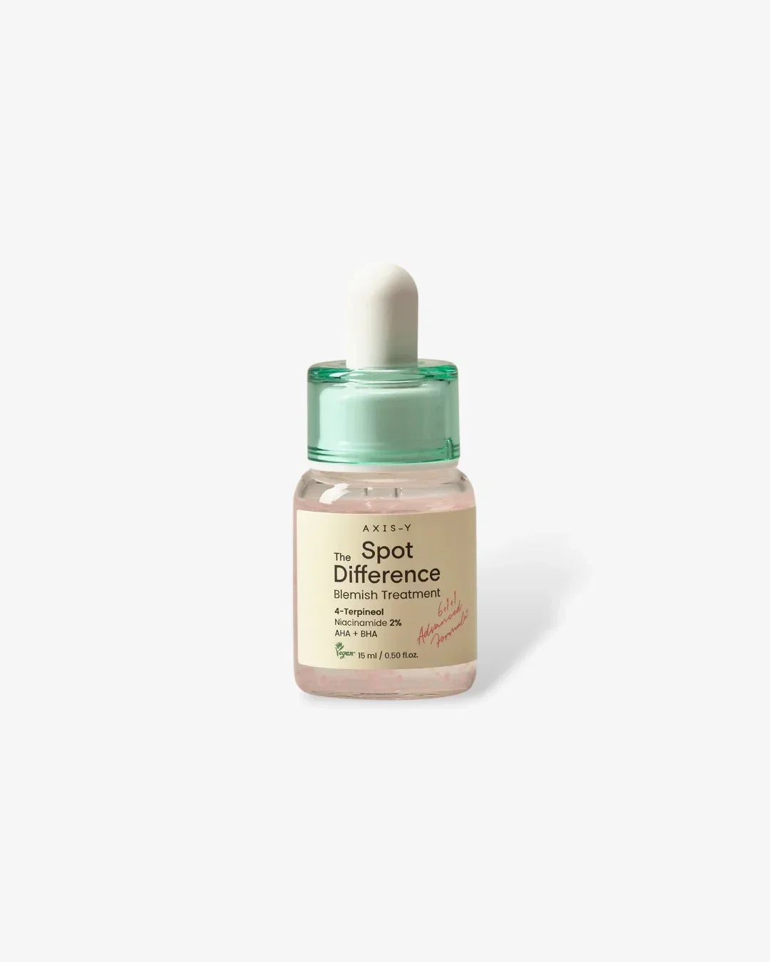 Axis-Y The Spot Difference blemish treatment bottle with dropper on white background