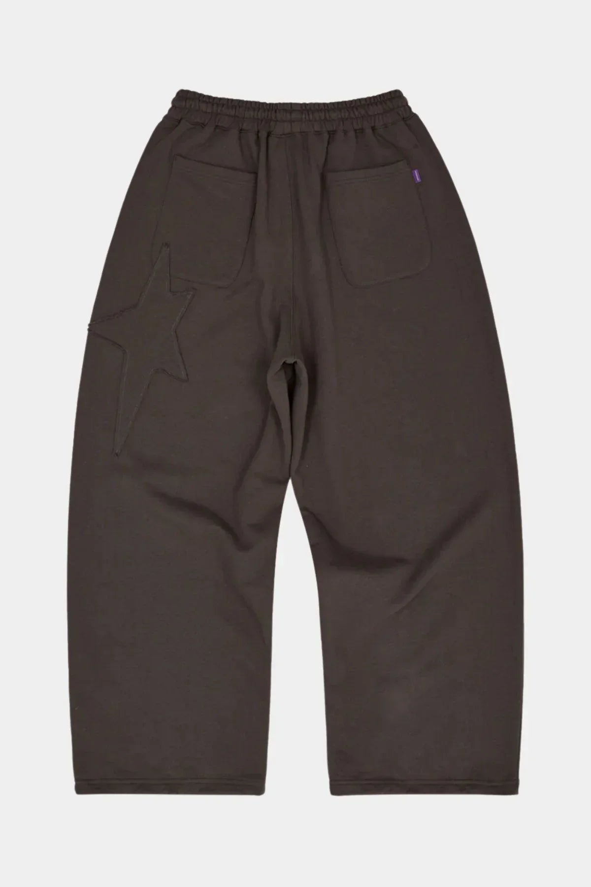 Charcoal sweatpants with back pockets and star applique embroidery on left leg