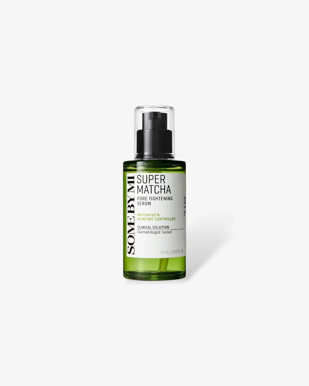 SOME BY MI Super Matcha Pore Tightening Serum green bottle with pump on white background