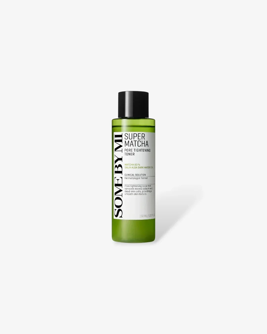 Green bottle of Some By Mi Super Matcha Pore Tightening Toner 150ml on white background