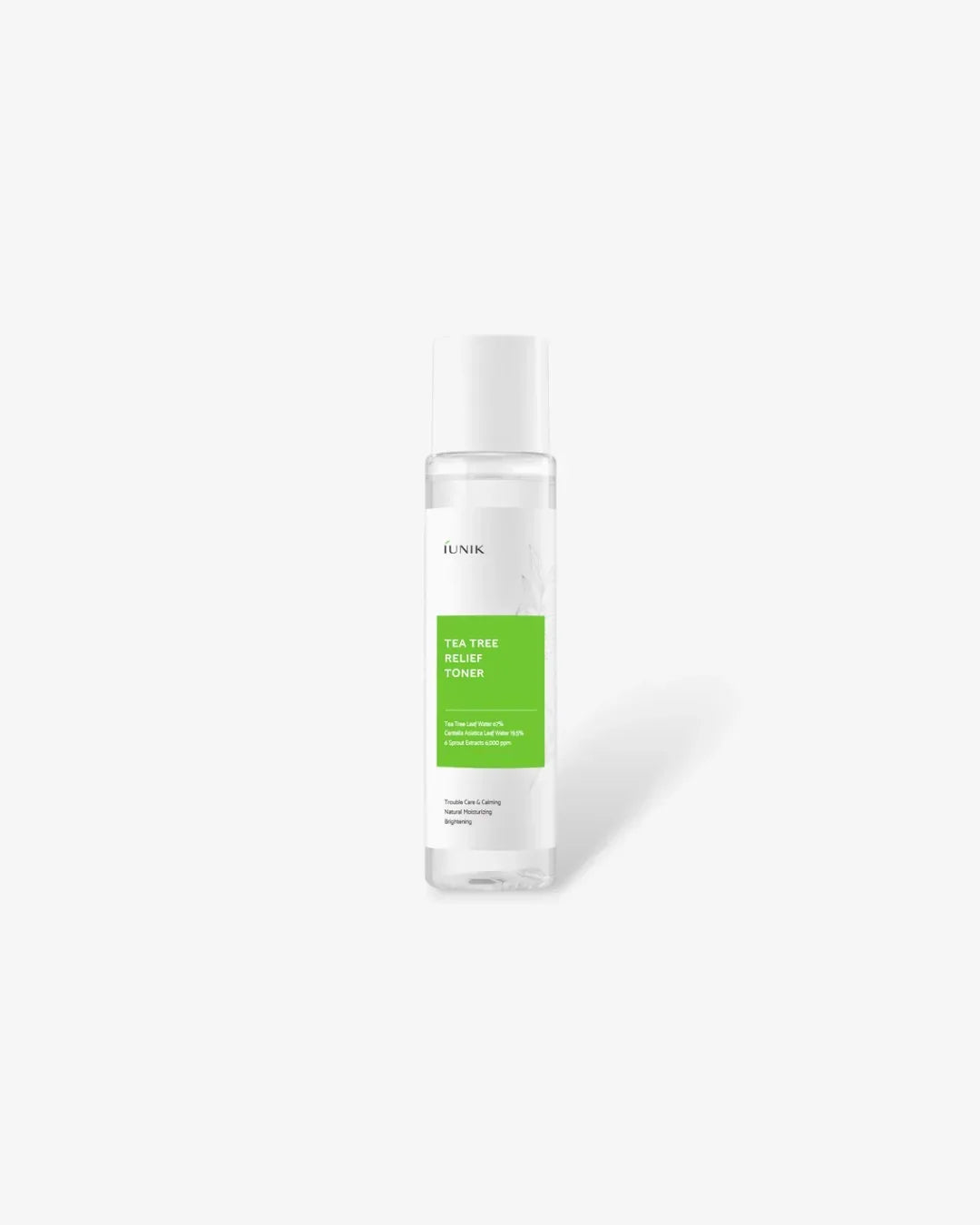 iUNIK Tea Tree Relief Toner 200ml bottle with green label on white background