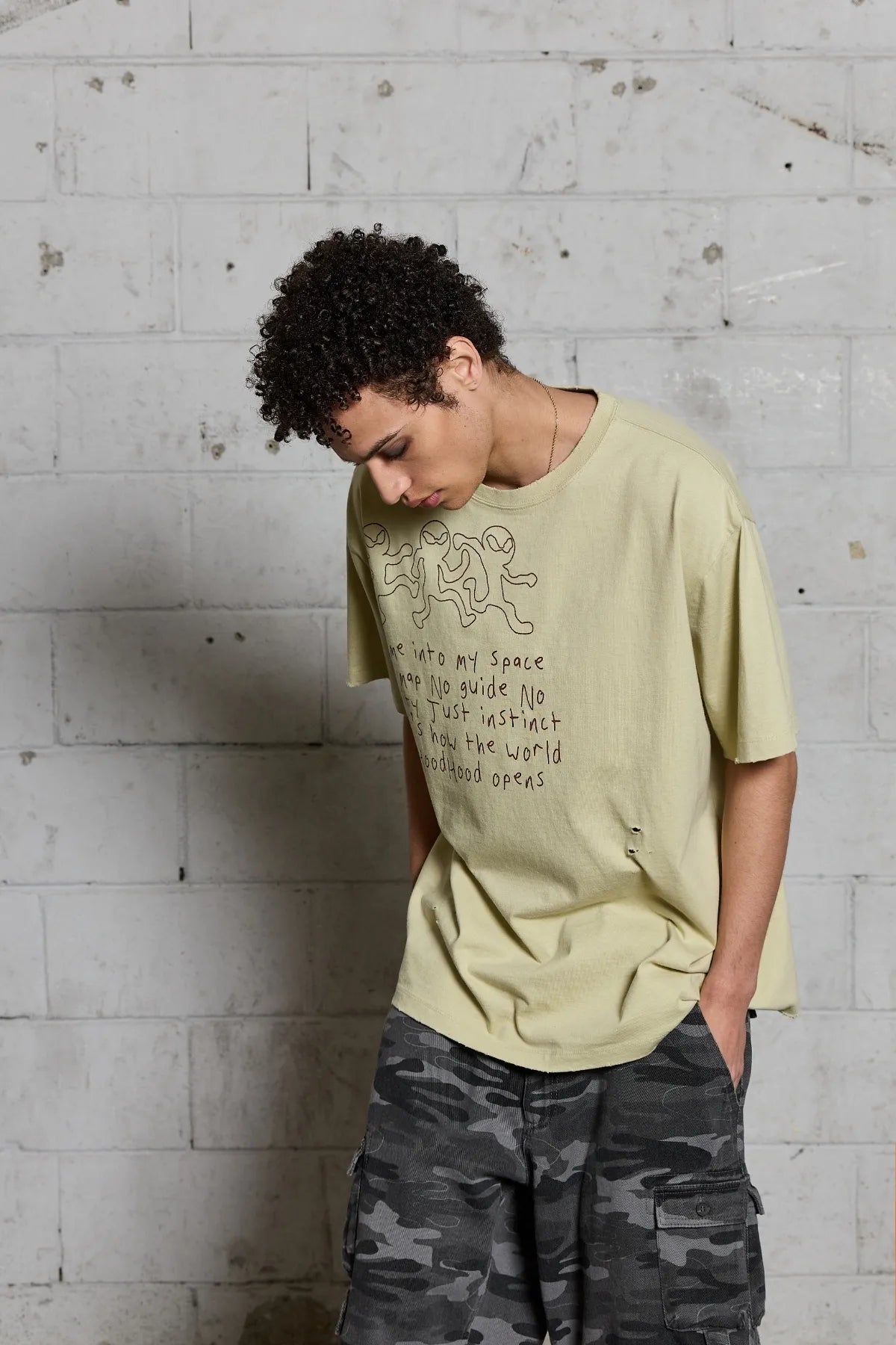 Three Alien Damage Half Sleeve T-shirt