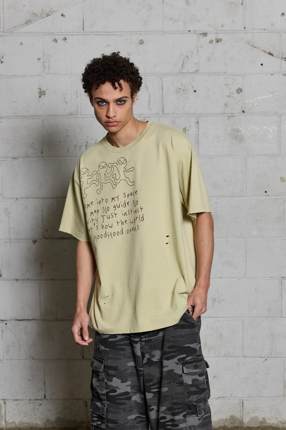 Three Alien Damage Half Sleeve T-shirt