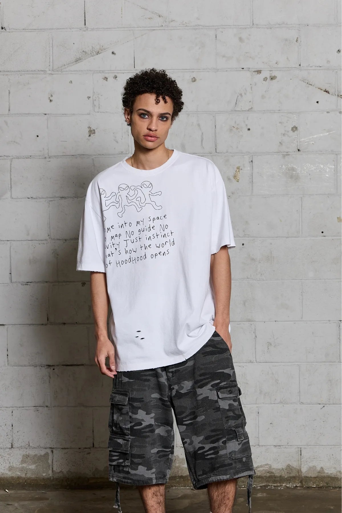 Three Alien Damage Half Sleeve T-shirt
