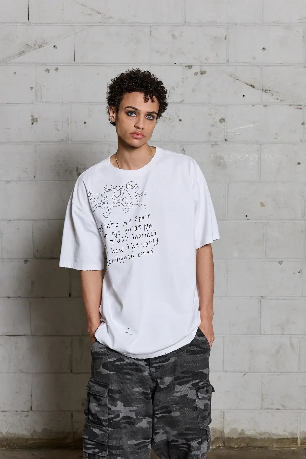 Three Alien Damage Half Sleeve T-shirt