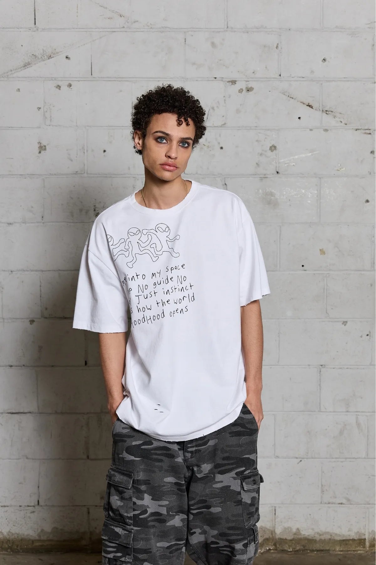 Three Alien Damage Half Sleeve T-shirt