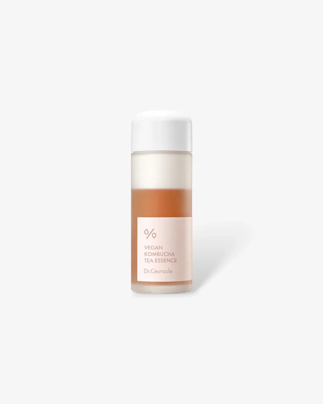 Bottle of Dr.Ceuracle Vegan Kombucha Tea Essence with white cap on white background