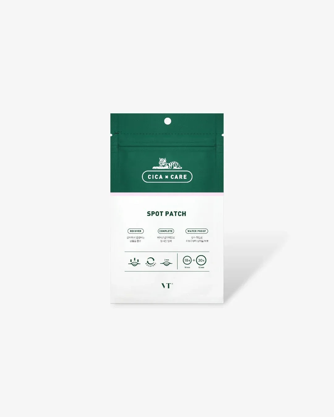 VT Cica Care Spot Patch resealable green and white packaging with tiger logo and product info