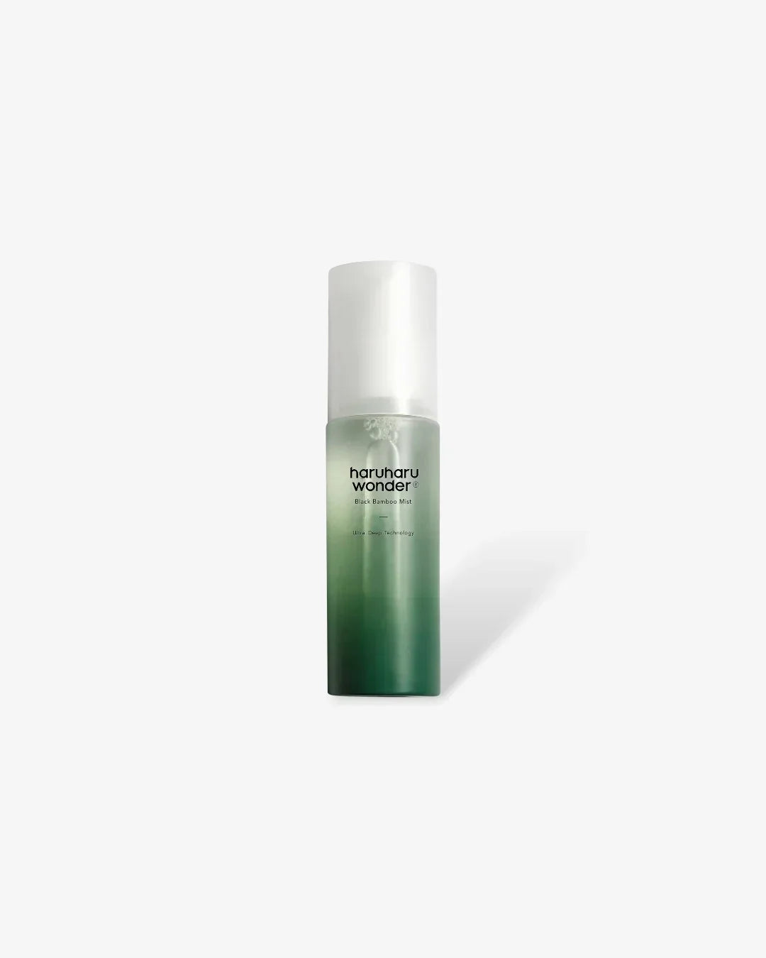 Haruharu Wonder Black Bamboo Mist in green gradient bottle with white cap on white background