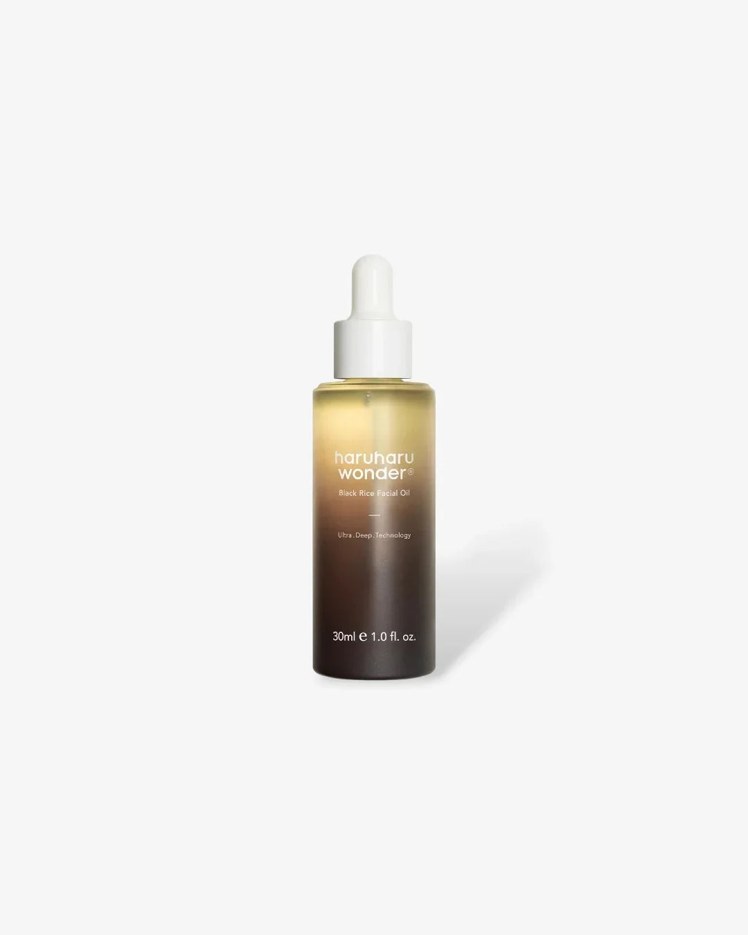 Haruharu Wonder Black Rice Facial Oil 30ml bottle with white dropper on white background