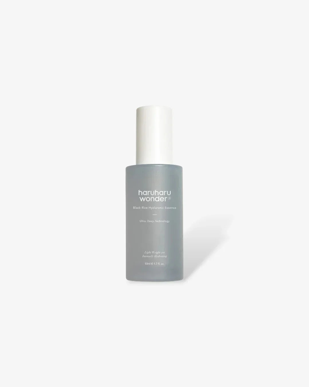 Haruharu Wonder Black Rice Hyaluronic Essence 50ml frosted bottle with white cap on white background