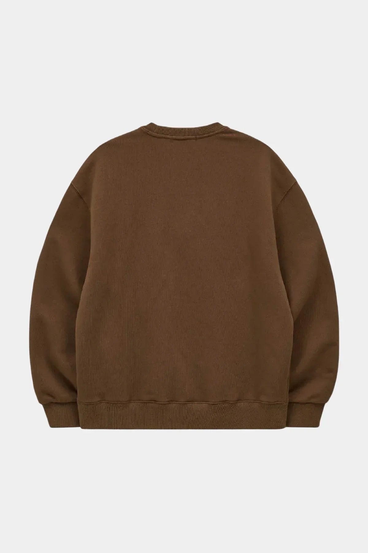 Back view of brown oversized Korean fashion sweatshirt on white background from Malkn