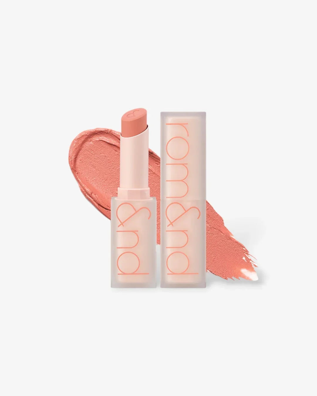 Rom&nd zero matte lipstick in 09 Shell Nude with smooth peachy nude shade swatch