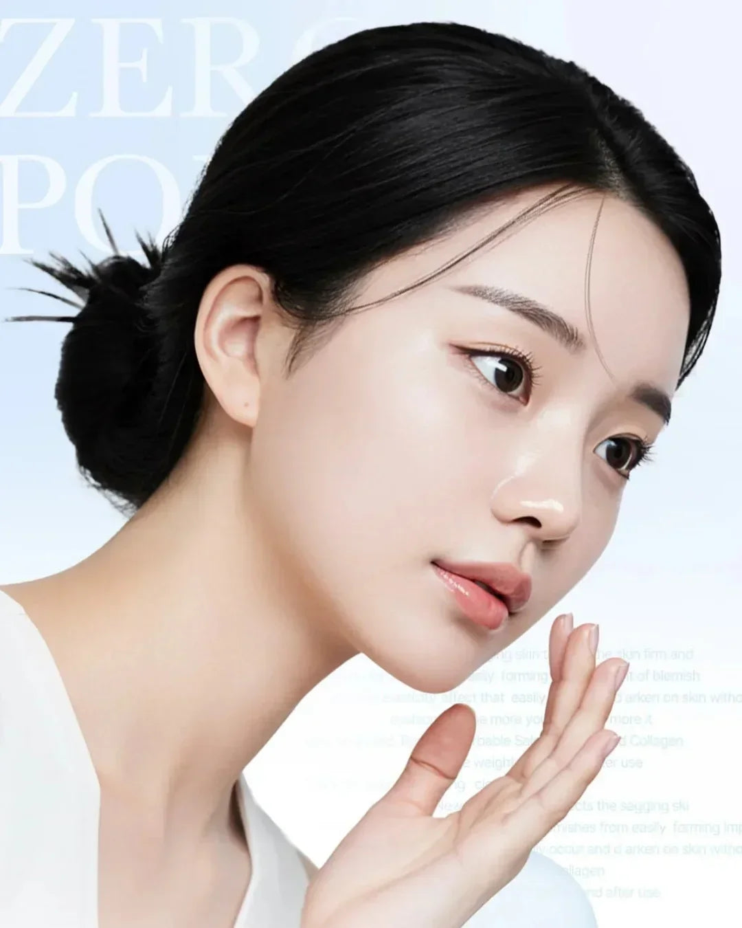 Model with clear, glowing skin demonstrates Korean beauty skincare for Malkn UK lifestyle platform