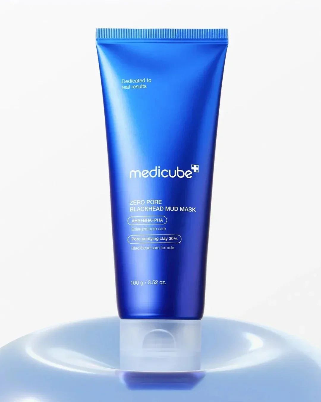 Medicube Zero Pore Blackhead Mud Mask in blue tube with pore purifying clay and AHA BHA PHA formula