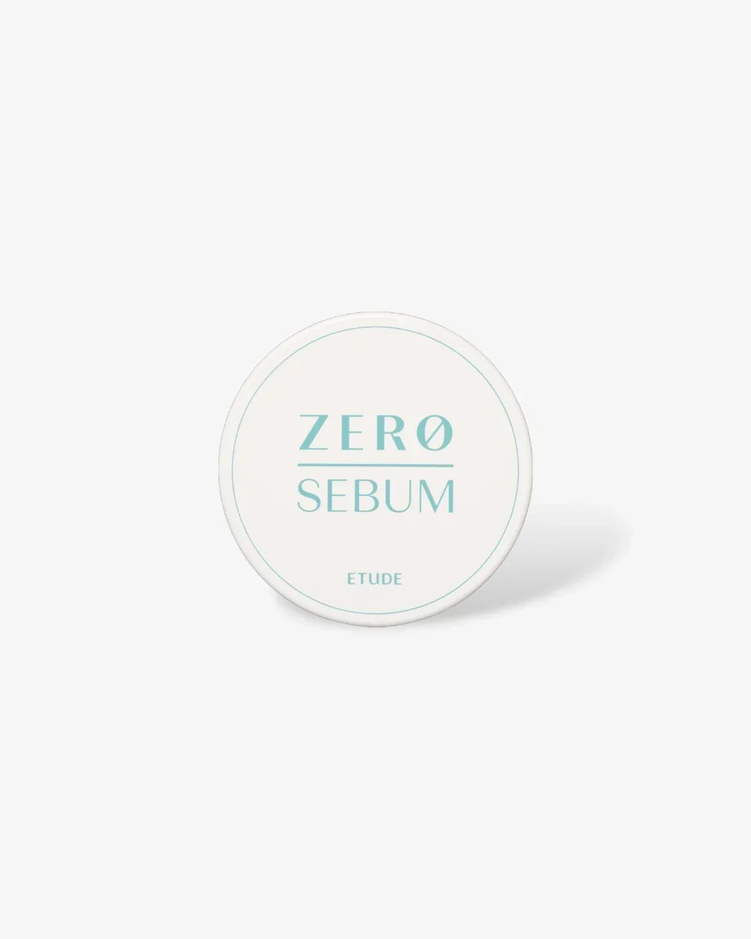 Etude Zero Sebum drying powder in a white round container with light blue text on a white background